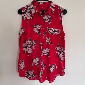 Floral Sleeveless Top - Red